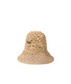Prada Womens Neutral Brand-embroidered Cut-out Woven Bucket Hat In Nude