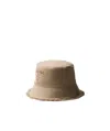 Prada Logo-embroidered Bucket Hat In Nude