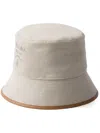 Prada Linen Blend Bucket Hat In Neutrals