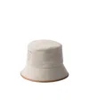 Prada Logo-embroidered Canvas Bucket Hat In Nude