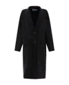 Prada Logo-embroidered Cashmere Coat In Black
