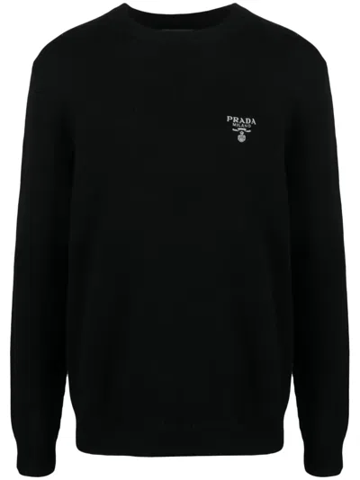 Prada Logo-print Cashmere Sweatshirt In Black