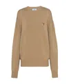 Prada Logo-embroidered Cashmere Jumper In Brown
