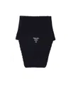 Prada Logo-embroidered Cashmere Scarf In Blue