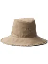 Prada Wide-brim Drill Bucket Hat In Neutrals