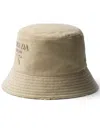 Prada Womens Neutral Logo-embossed Recycled-nylon Bucket Hat In Nude