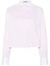 Prada Logo-embroidered Cotton Shirt In Pink