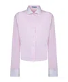 Prada Womens Purple Logo-embroidered Colour-block Cotton-poplin Shirt In Pink
