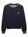 Prada Logo-embroidered Cotton Sweatshirt In Blue
