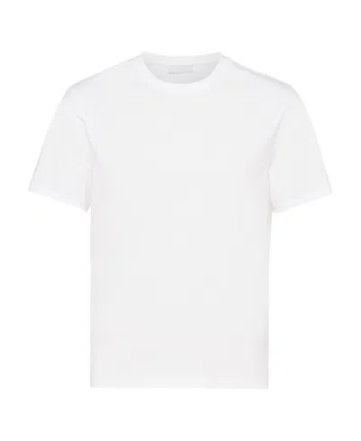 PRADA PRADA LOGO EMBROIDERED CREWNECK T-SHIRT