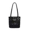 Prada Logo Crochet Tote Bag In Black