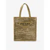Prada Womens Green Logo-embroidered Crochet Tote Bag In Olive