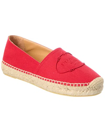 Prada Logo Embroidered Hemp Espadrille In Animal Print