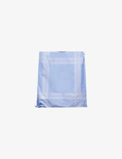 PRADA WOMENS LIGHT BLUE LOGO-EMBROIDERED HIGH-RISE CHECKED COTTON MINI SKIRT