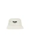 Prada Logo-embroidered Interwoven Bucket Hat In White