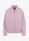Prada Cotton Jacket With Pointed Collar And Pockets In Purple
