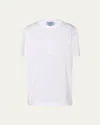 Prada Logo-embroidered Jersey T-shirt In Bianco