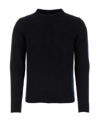 Prada Logo-embroidered Jumper In Blue