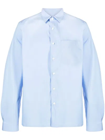 Prada Hemd Mit Logo-stickerei In Blue