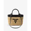 Prada Womens Neutral Logo-embroidered Mini Crochet And Leather Tote Bag In Neutral