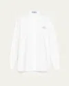 Prada Logo-embroidered Oxford Menswear Shirt In Bianco