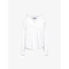 Prada Womens White Logo-embroidered Patch-pocket Oversized Cotton-poplin Shirt In White