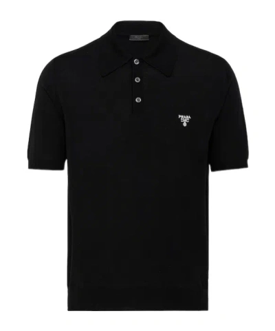 PRADA PRADA TRIANGLE LOGO SHORT-SLEEVED POLO SHIRT