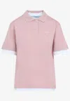 Prada Logo-embroidered Polo T-shirt In Pink