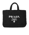 Prada Raffia Tote Bag In Black