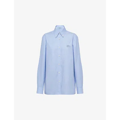 Prada Oxford Cotton Shirt Dress In Light Blue
