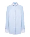 Prada Logo-embroidered Button-up Shirt In Blue