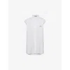 Prada Womens White Logo-embroidered Short-sleeve Cotton Oxford Shirt In White