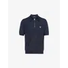 PRADA PRADA MENS BLUE LOGO-EMBROIDERED SHORT-SLEEVED WOOL POLO SHIRT