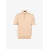 Prada Mens Neutral Logo-embroidered Short-sleeved Wool Polo Shirt