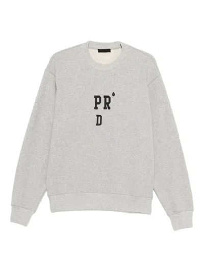 Prada Logo-embroidered Sweatshirt In Gray