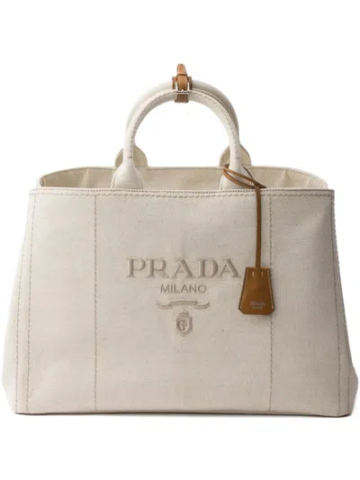Prada Tote Bag Aus Leinenmischgewebe