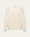 Prada Logo-embroidered Wool Cashmere Sweater In Bianco