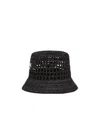 Prada Logo Detail Bucket Hat In Black