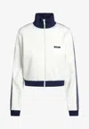 Prada Logo-embroidered Zip-up Sweatshirt In White
