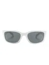 Prada Logo-engraved Biker-style Sunglasses In White