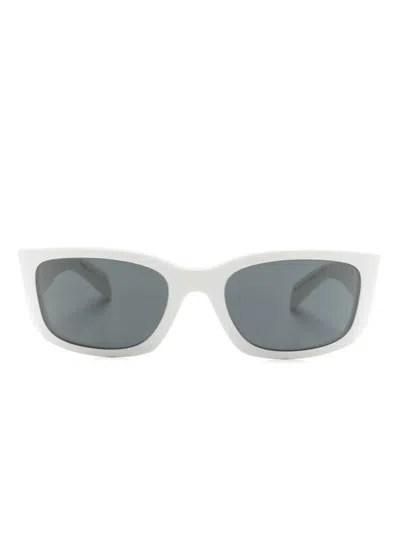 Prada Logo-engraved Biker-style Sunglasses In White