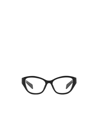 Prada Logo-engraved Cat-eye Glasses In Black