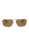 Prada Logo-engraved Geometric-frame Sunglasses In Gold