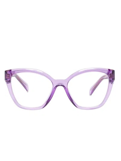 Prada Logo-engraved Glasses In Purple