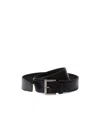 Prada Logo-engraved Buckle Leather Belt In Black