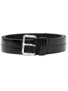 Prada Brushed Leather Belt In Schwarz