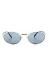 Prada Logo-engraved Oval-frame Tinted Sunglasses In Gold