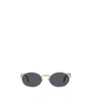 Prada Logo-engraved Oval-frame Tinted Sunglasses In Gray