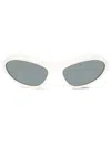 Prada Logo Acetate & Plastic Wrap Sunglasses In Weiss