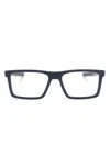 Prada Logo-engraved Rectangle-frame Glasses In Blue